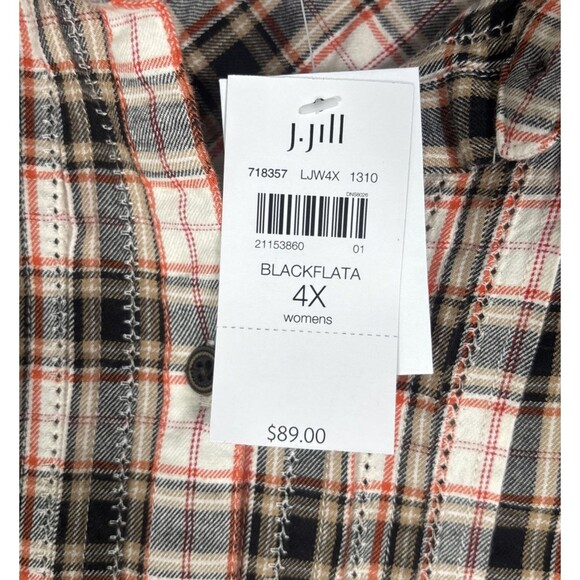 NWT J Jill Women’s Plus Size 4X Black Flata Plaid Top Boho Cottagecore MSRP $90 - Picture 7 of 16